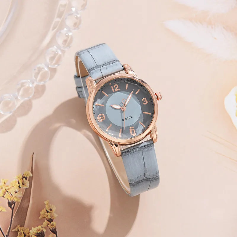 Relógio feminino clássico quartzo com pulseira em couro
